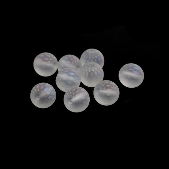 Bild von Glas Perlen Rund Transparent AB Farbe Rhombus ca. 10mm D., Loch: ca. 1.4mm, 20 Stück
