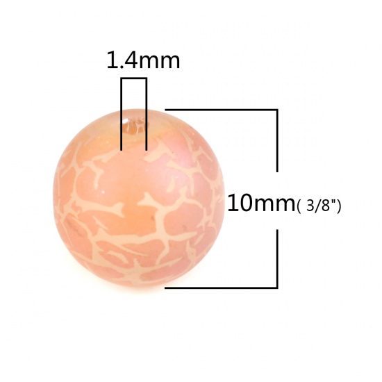 Picture of Glass Beads Round Orange Crack AB Color About 10mm Dia, Hole: Approx 1.4mm, 20 PCs