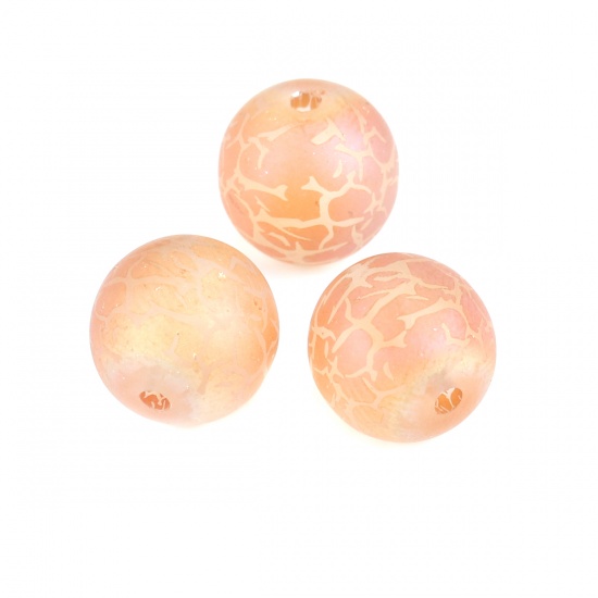 Picture of Glass Beads Round Orange Crack AB Color About 10mm Dia, Hole: Approx 1.4mm, 20 PCs
