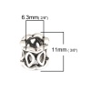 Image de Perles à Gros Trou au Style Européen en Alliage de Zinc Colonne Argent Vieilli Creux Env. 11mm x 9mm, Trou: 6.3mm, 10 Pcs