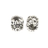 Picture of Zinc Based Alloy European Style European Style Large Hole Charm Beads Cylinder Antique Silver Filigree Inlaid diamonds About 10mm x 9mm, Hole: Approx 5.9mm, (Can Hold ss5 Pointed Back Rhinestone) 10 PCs