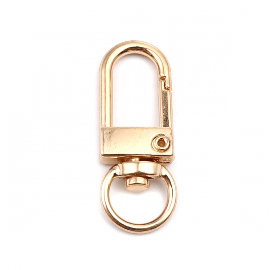 Bild von Zinklegierung Schlüsselkette & Schlüsselring Vergoldet Oval 3.3cm x 1.2cm, 10 Stück