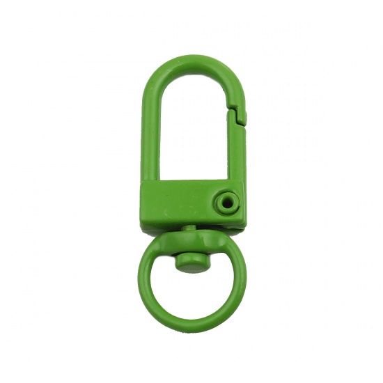 Bild von Zinklegierung Schlüsselkette & Schlüsselring Grün Oval Spritzlackierung 3.3cm x 1.2cm, 10 Stück