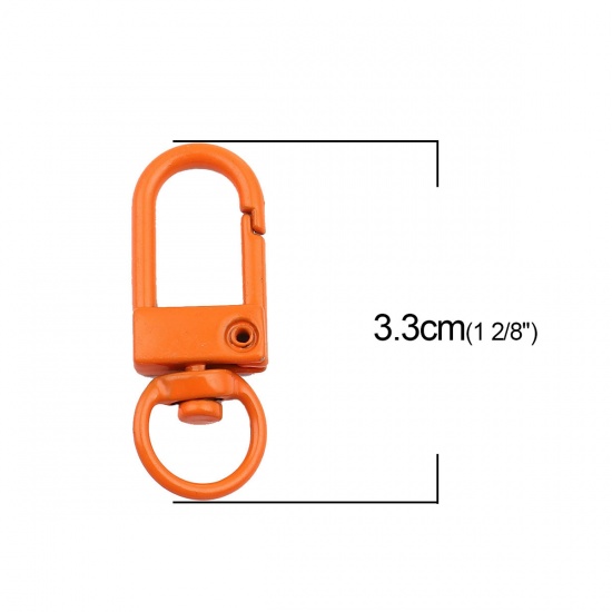 Bild von Zinklegierung Schlüsselkette & Schlüsselring Orange Oval Spritzlackierung 3.3cm x 1.2cm, 10 Stück