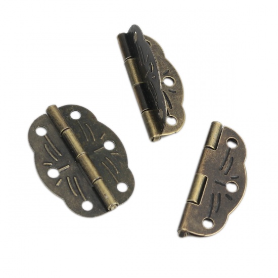 Picture of Iron Based Alloy Cabinet Box Lock Catch Latches Antique Bronze Carved Pattern Carved 3.1cm x 1.3cm, 50 PCs