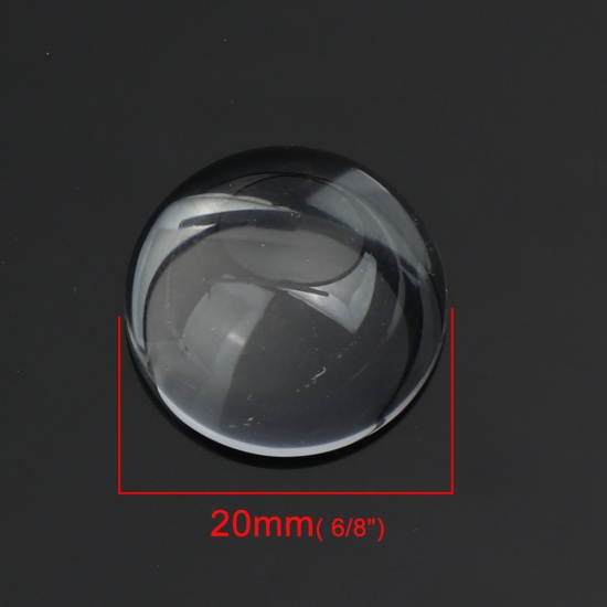 Immagine di Vetro Cupola Dome Seals Cabochon Tondo Flatback Trasparente 20mm Dia, 50 Pz