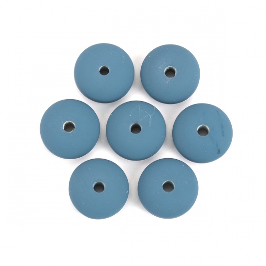 Image de Perles en Résine Plat-Rond Bleu Imitation de Gomme 16mm Dia, Taille de Trou: 2.9mm, 20 Pcs