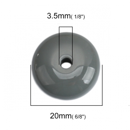 Изображение Смола Бусины Плоские Круглые, Серый 20мм диаметр, Отверстие:примерно 3.5мм, 20 ШТ