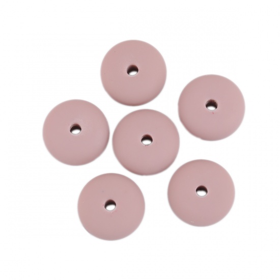 樹脂 ビーズ フラットラウンド 暗いピンク ゴム模造 約 21mm 直径、 穴：約 3.5mm、 20 個 の画像