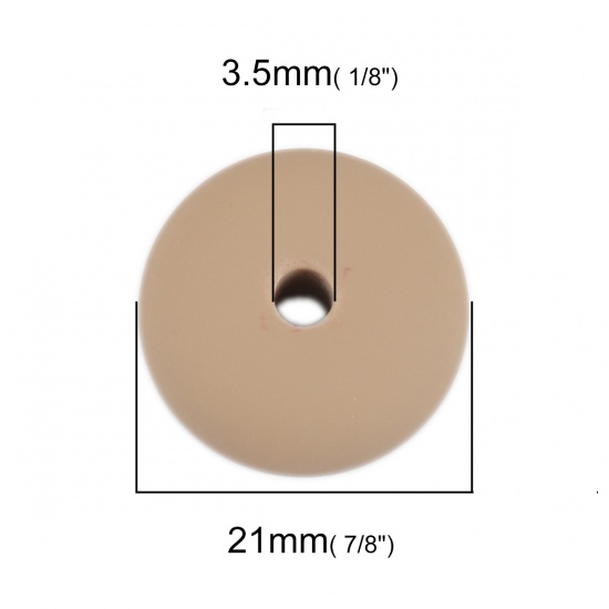 Immagine di Resina Separatori Perline Tondo Piatto Caffè Chiaro Imitazione di Gomma Circa 21mm Dia, Foro: Circa 3.5mm, 20 Pz