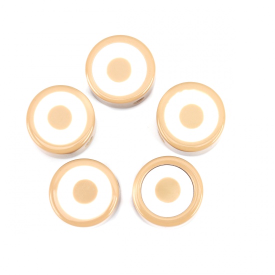 Immagine di Resina Separatori Perline Tondo Piatto Colore del Caffè Circa 19mm Dia, Foro: Circa 3.3mm, 5 Pz