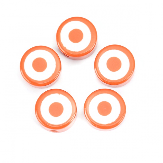 Immagine di Resina Separatori Perline Tondo Piatto Rosso Arancione Circa 19mm Dia, Foro: Circa 3.3mm, 5 Pz