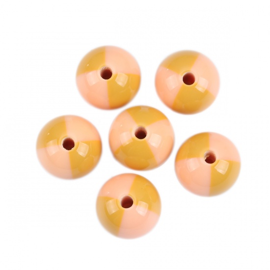 Picture of Resin Spacer Beads Round Orange Pink & Yellow About 15mm Dia, Hole: Approx 3.4mm, 10 PCs