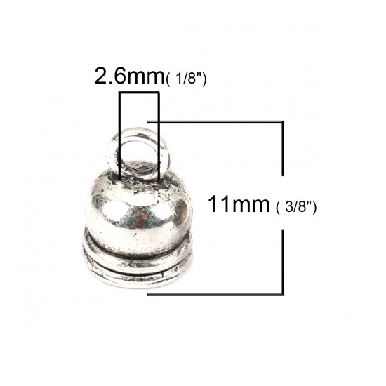 Picture of Zinc Based Alloy Cord End Caps Marquise Antique Silver Clock (Fits 6mm Cord) 11mm x 8mm, 50 PCs