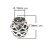 Picture of Zinc Based Alloy Spacer Beads Drilled Barrel Antique Silver Color Filigree About 11mm x 10mm, Hole: Approx 6.1mm, 10 PCs