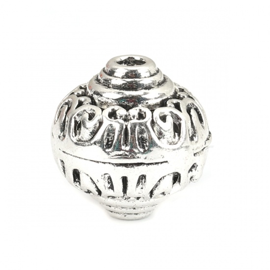 Picture of Zinc Based Alloy Spacer Beads Drilled Gyro Antique Silver Color Filigree About 17mm x 17mm, Hole: Approx 2.8mm, 5 PCs