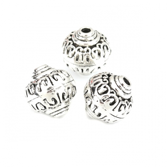 Picture of Zinc Based Alloy Spacer Beads Drilled Gyro Antique Silver Color Filigree About 17mm x 17mm, Hole: Approx 2.8mm, 5 PCs
