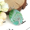 Picture of (Grade A) Agate ( Natural ) Pendants Oval Silver Tone Green Tree Wrapped 4.9cm x 3.1cm, 1 Piece