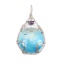 Picture of (Grade A) Agate ( Natural ) Pendants Drop Silver Tone Blue Violet Wrapped 5.1cm x 3cm, 1 Piece