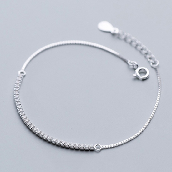 Picture of Sterling Silver & Cubic Zirconia Bracelets Silver Round 16cm(6 2/8") long, 1 Piece