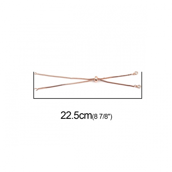 Изображение Медь+Искусственный Циркон Слайдер / Слайд Расширитель Цепи Розово-золотой Прозрачный 22.5см длина, 1 ШТ                                                                                                                                                       