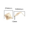 Picture of Brass Ear Post Stud Earrings 18K Real Gold Plated Rhombus W/ Loop 21mm x 18mm, Post/ Wire Size: (21 gauge), 2 PCs