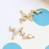 Picture of Brass Connectors Heart 18K Real Gold Plated Heartbeat/ Electrocardiogram Clear Rhinestone 20mm x 13mm, 2 PCs