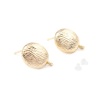Picture of Brass Ear Post Stud Earrings 18K Real Gold Plated Oval W/ Loop 16mm x 12mm, Post/ Wire Size: (21 gauge), 2 PCs                                                                                                                                                