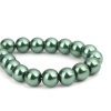 Picture of Glass Beads Round Dark Green Imitation Pearl 10mm, 82cm(32 2/8") long, 2 Strands (Approx 88 PCs/Strand)