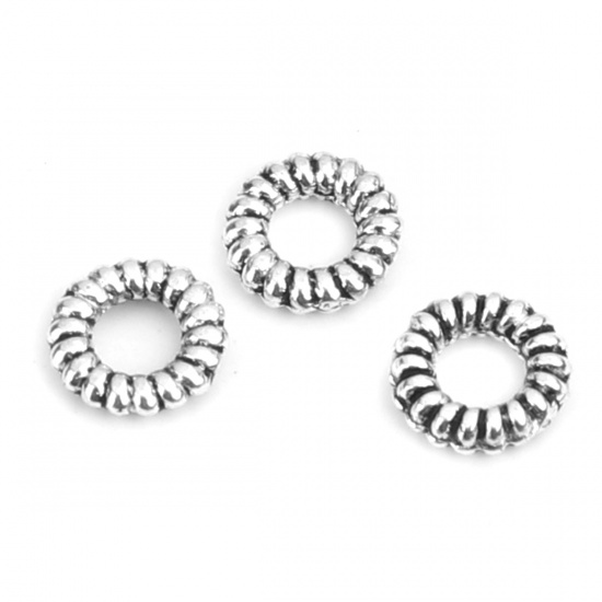 Picture of Zinc Based Alloy Spacer Spacer Beads Round Antique Silver Color About 4mm Dia., Hole: Approx 2mm, 1000 PCs
