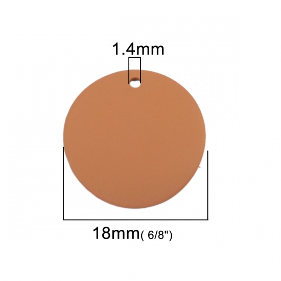 亜鉛合金 チャーム 円形 カーキ色 18mm直径、 10 個 の画像