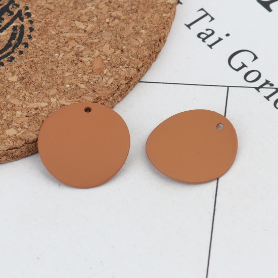 Picture of Zinc Based Alloy Charms Round Khaki 18mm Dia., 10 PCs