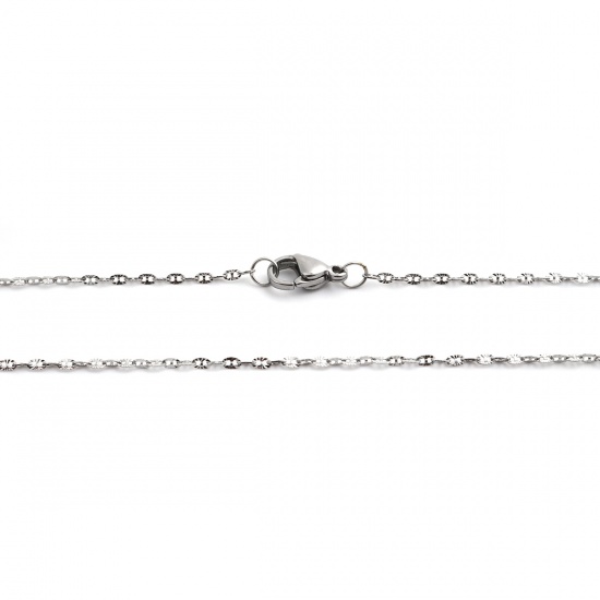 Picture of 304 Stainless Steel Paperclip Chains Textured Chain Necklace Silver Tone 50cm(19 5/8") long, 1 Piece