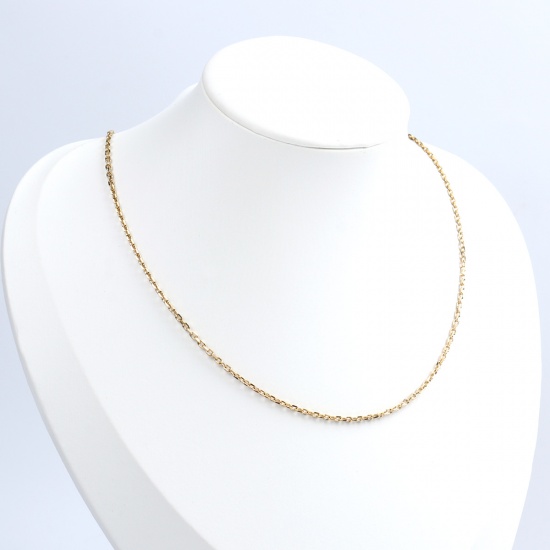 Picture of 304 Stainless Steel Paperclip Chains Link Cable Chain Necklace Gold Plated 50cm(19 5/8") long, 1 Piece