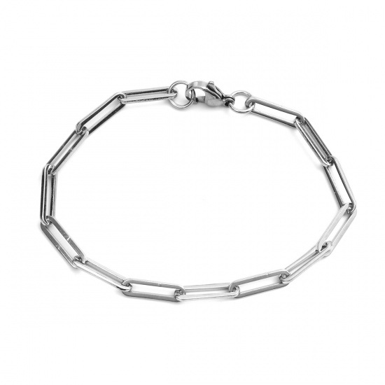 Picture of 304 Stainless Steel Bracelets Silver Tone Oval 18.5cm(7 2/8") long, 1 Piece