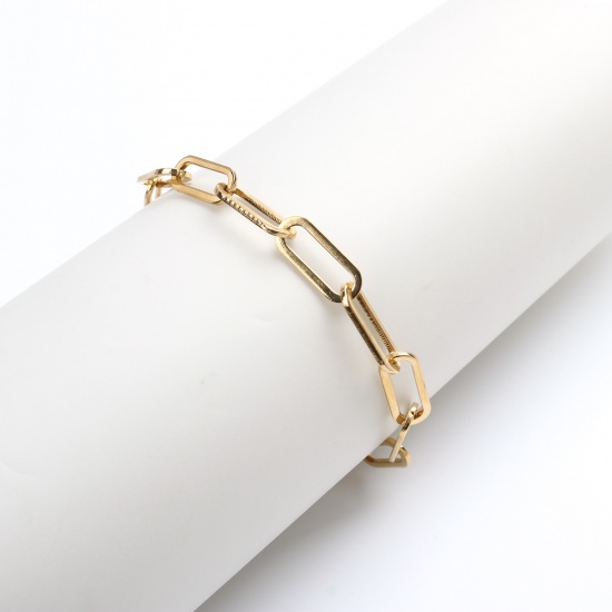 Picture of 304 Stainless Steel Bracelets Gold Plated Oval 18.5cm(7 2/8") long, 1 Piece