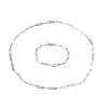 Bild von 304 Edelstahl Büroklammer Ketten Schmuck Set Halskette Armband Silberfarbe Oval 50cm lang, 19cm lang, 1 Set