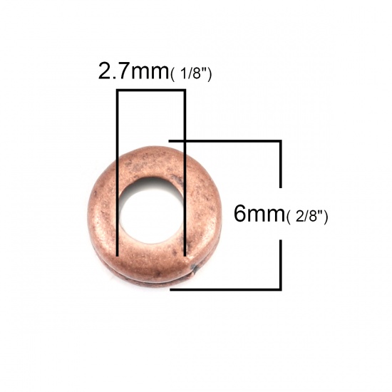 Immagine di Lega di Zinco Perline Tondo Ossido di Rame Circa 6mm Dia, Foro:Circa 2.7mm, 200 Pz