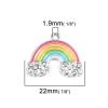 Image de Breloques en Alliage de Zinc Arc-en-ciel Argent Mat Multicolore Émail 22mm x 17mm, 5 Pcs