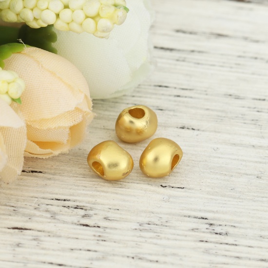 Picture of Zinc Based Alloy Spacer Beads Oval Matt Gold About 8mm x 6mm, Hole: Approx 2.7mm, 10 PCs
