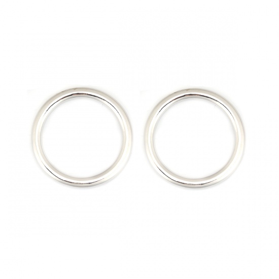 Bild von Zinklegierung Verbinder Kreis Ring Silberfarbe 3.3cm D., 5 Stück