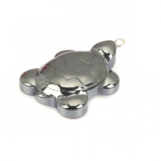 Picture of (Grade A) Hematite Ocean Jewelry Pendants Gunmetal Sea Turtle Animal 3.1cm x 2.2cm, 1 Piece