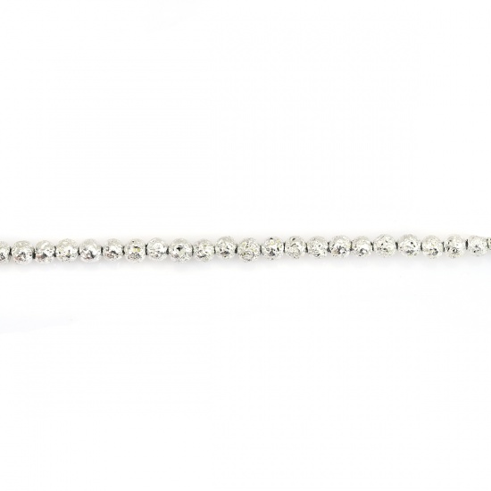 Image de (Classement B) Perles en Hématite （ Naturel ） Rond Argent Tachetures Env. 5mm - 4mm Dia, Trou: env. 1mm, 39cm long, 1 Enfilade (Env. 88 Pcs/Enfilade)