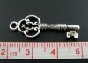 Picture of 25PCs Antique Silver Key Charms Pendants 29x10mm