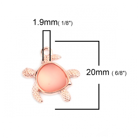 Picture of Zinc Based Alloy Ocean Jewelry Charms Sea Turtle Animal Rose Gold Peach Pink 20mm x 20mm, 5 PCs