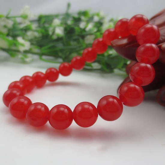 Immagine di Naturale Corniola Bracciali Delicato bracciali delicate braccialetto in rilievo Rosso Tondo Elastico 21cm Lunghezza, 1 Pz