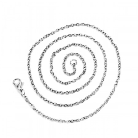 Iron Based Alloy Link Cable Chain Necklace Antique Silver 62cm(24 3/8") long, 1 Packet ( 12 PCs/Packet)