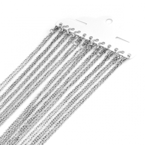 Picture of Iron Based Alloy Link Cable Chain Necklace Antique Silver 62cm(24 3/8") long, 1 Packet ( 12 PCs/Packet)