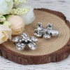 Immagine di Lega di Zinco Connettore Accessori Fiore Argento Antico Trasparente Strass 24mm x 23mm, 2 Pz