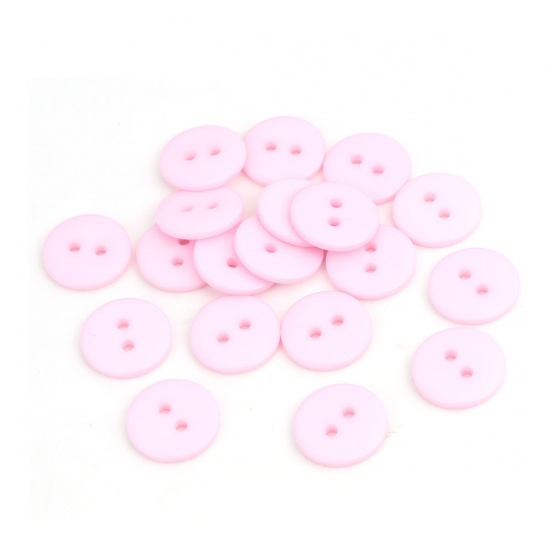Picture of Resin Sewing Buttons Scrapbooking 2 Holes Round Pink 15mm Dia, 200 PCs